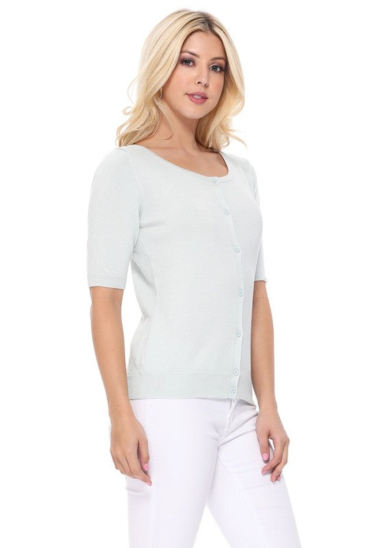 Half Sleeve Crewneck Button Sweater Cardigan Shop Style & More | Fresh Looks, Everyday Deals & Free Shipping