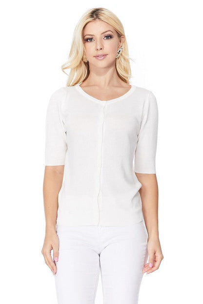Half Sleeve Crewneck Button Sweater Cardigan Shop Style & More | Fresh Looks, Everyday Deals & Free Shipping