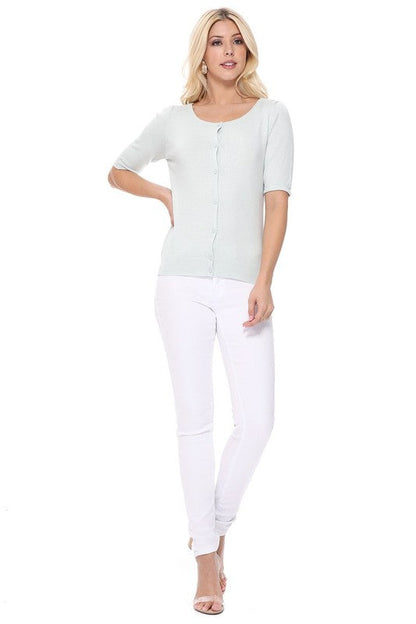 Half Sleeve Crewneck Button Sweater Cardigan Shop Style & More | Fresh Looks, Everyday Deals & Free Shipping