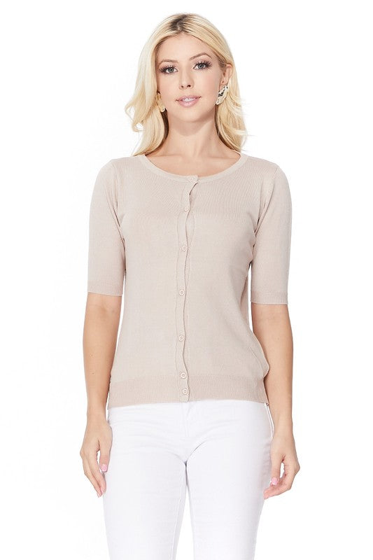 Half Sleeve Crewneck Button Sweater Cardigan Shop Style & More | Fresh Looks, Everyday Deals & Free Shipping