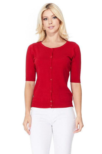 Half Sleeve Crewneck Button Sweater Cardigan Shop Style & More | Fresh Looks, Everyday Deals & Free Shipping