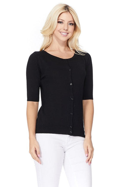 Half Sleeve Crewneck Button Sweater Cardigan Shop Style & More | Fresh Looks, Everyday Deals & Free Shipping