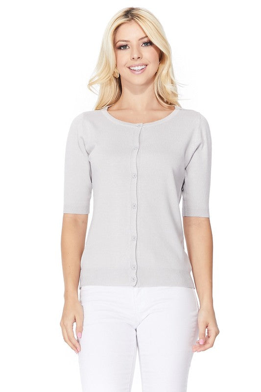 Half Sleeve Crewneck Button Sweater Cardigan Shop Style & More | Fresh Looks, Everyday Deals & Free Shipping