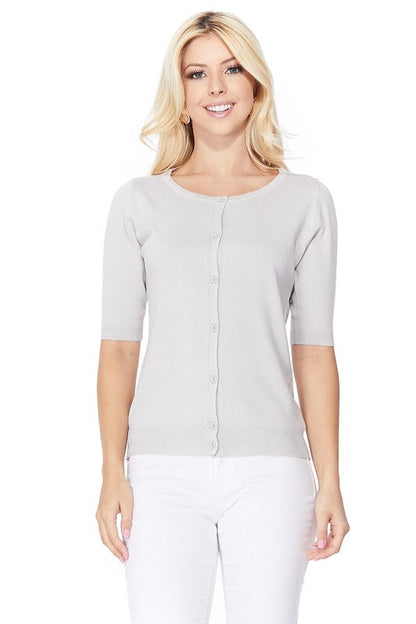 Half Sleeve Crewneck Button Sweater Cardigan Shop Style & More | Fresh Looks, Everyday Deals & Free Shipping
