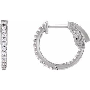 14K White 1/3 CTW Lab-Grown Diamond Inside-Outside 15.5 mm Hinged Hoop Earrings Ethereal Legacy Boutiques