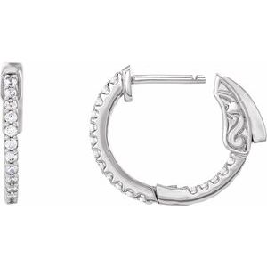 14K White 1/3 CTW Lab-Grown Diamond Inside-Outside 15.5 mm Hinged Hoop Earrings Ethereal Legacy Boutiques
