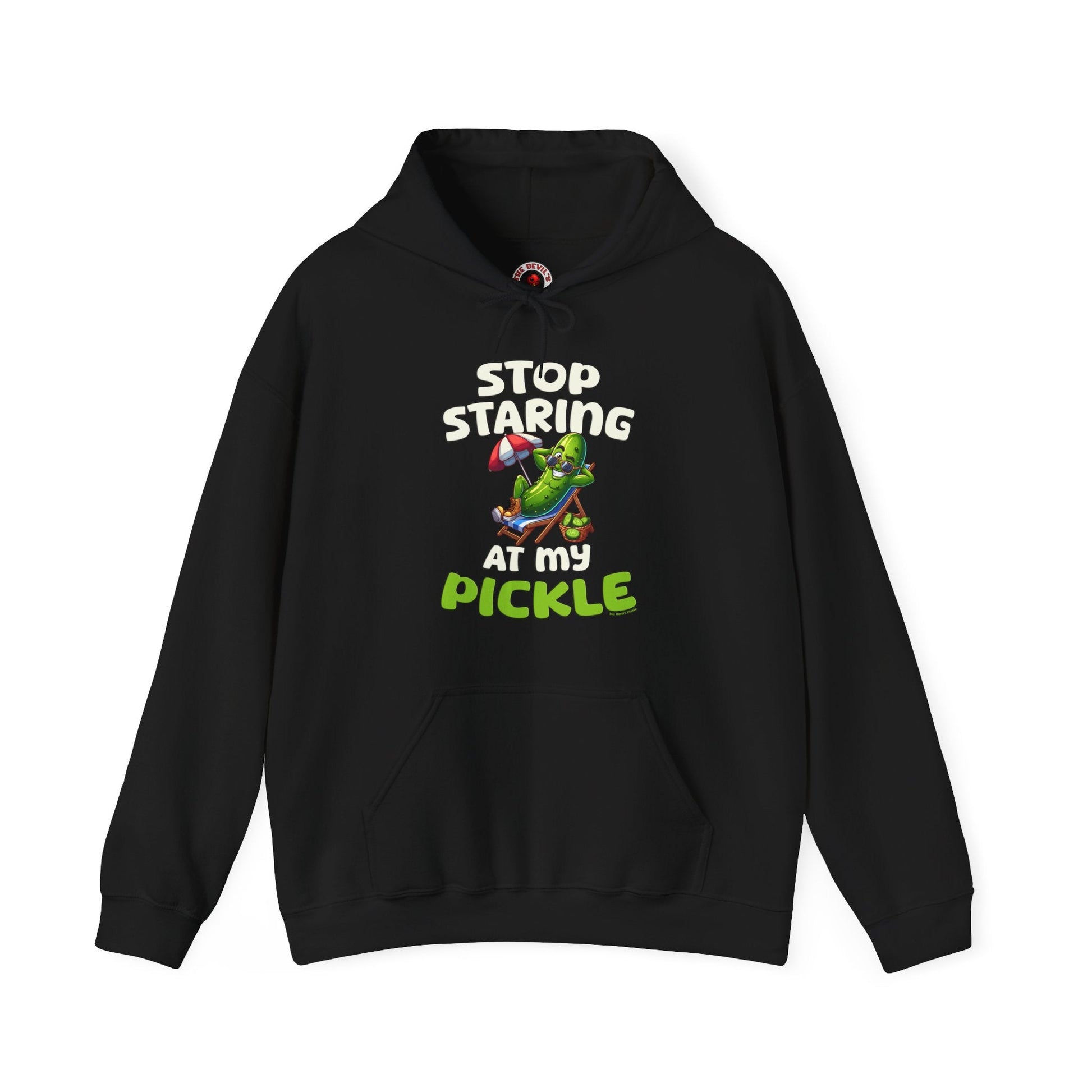 Stop Staring At My Pickle Hooded Sweatshirt The Devil's Pickle