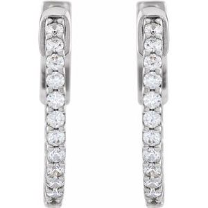 14K White 1/3 CTW Lab-Grown Diamond Inside-Outside 15.5 mm Hinged Hoop Earrings Ethereal Legacy Boutiques