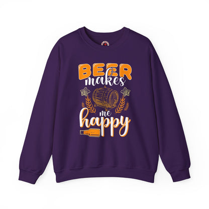 Beer Makes Me Happy Crewneck Sweatshirt. The Devil's Pickle
