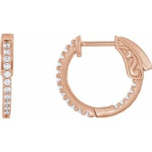 14K Rose 1/3 CTW Natural Diamond Inside-Outside 15.5 mm Hinged Hoop Earrings Ethereal Legacy Boutiques