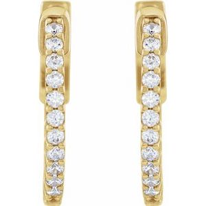 14K Yellow 1/3 CTW Natural Diamond Inside-Outside 15.5 mm Hinged Hoop Earrings Ethereal Legacy Boutiques