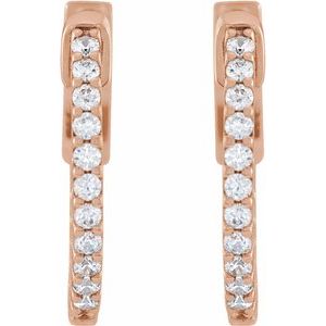 14K Rose 1/3 CTW Natural Diamond Inside-Outside 15.5 mm Hinged Hoop Earrings Ethereal Legacy Boutiques