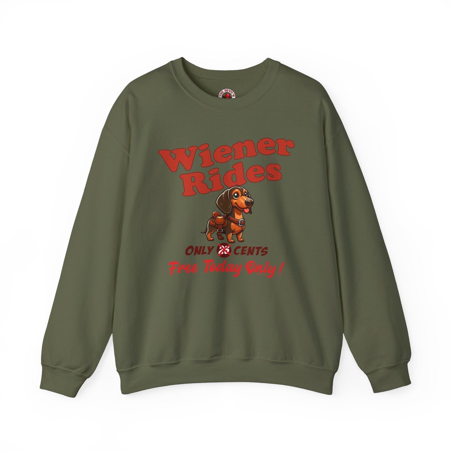Free Wiener Rides Crewneck Sweatshirt The Devil's Pickle