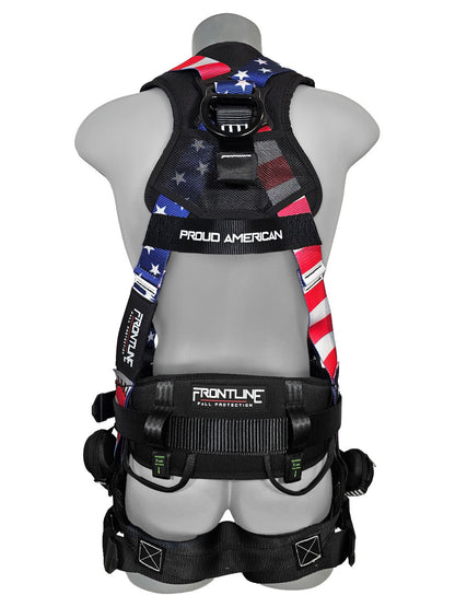 Frontline 110CTB-AM American Style Full Body Harness with Aluminum Hardware and Suspension Trauma Straps XL/2X VM Hardware