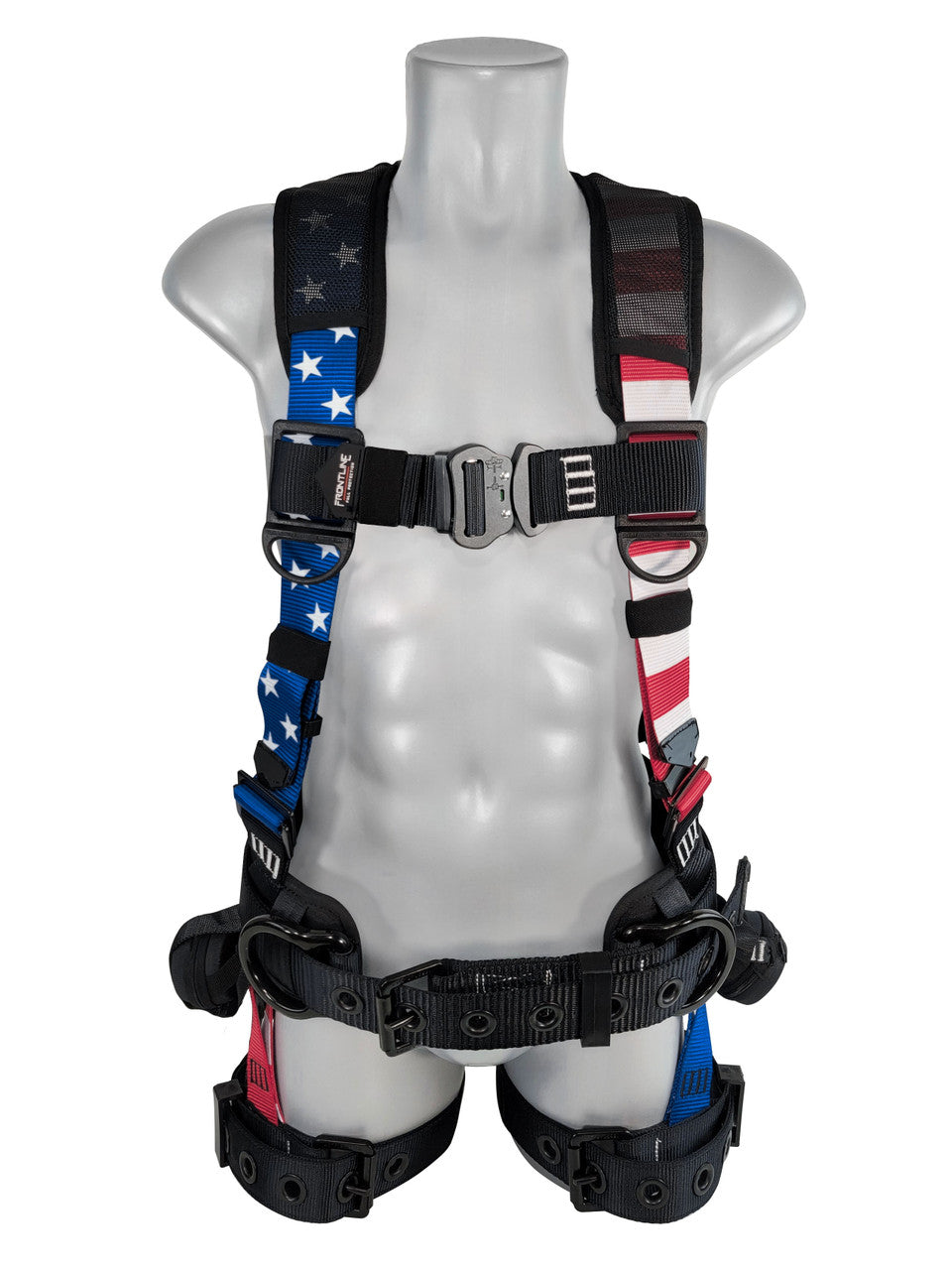 Frontline 110CTB-AM American Style Full Body Harness with Aluminum Hardware and Suspension Trauma Straps M/L VM Hardware
