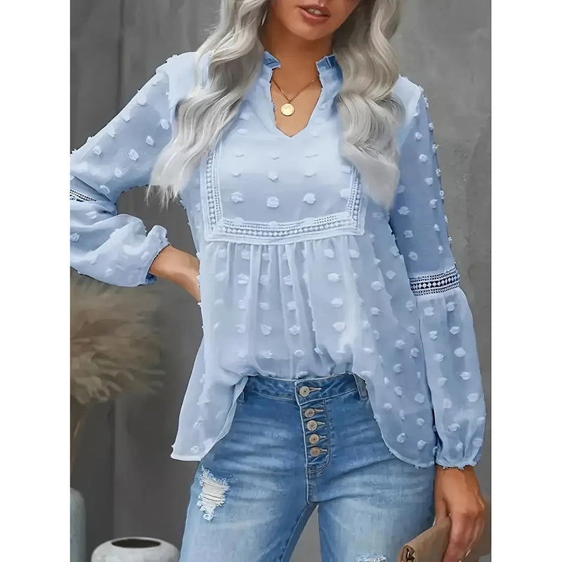 Women’s Long‑Sleeve V‑Neck Business Casual Blouse FitiqueFit