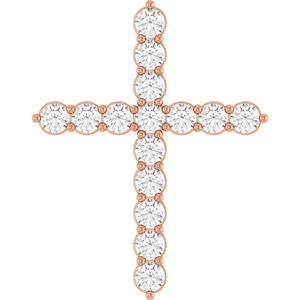 14K Rose 3/4 CTW Lab-Grown Diamond Cross Pendant Ethereal Legacy Boutiques