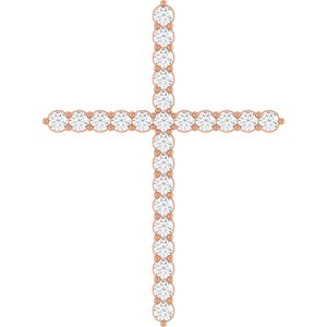 14K Rose 1 CTW Lab-Grown Diamond Cross Pendant Ethereal Legacy Boutiques