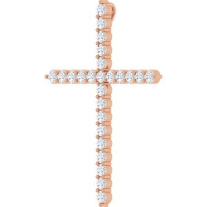 14K Rose 1 CTW Natural Diamond Cross Pendant Ethereal Legacy Boutiques