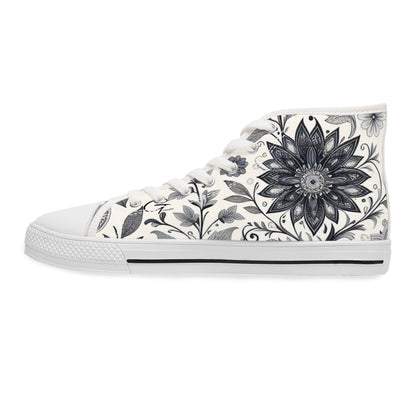 Elegant Floral Women's High Top Sneakers | Stylish Footwear for All Occasions, Casual Wear, Unique Gifts, Trendy Sneakers, Fashion Footwear Grayceful LLC