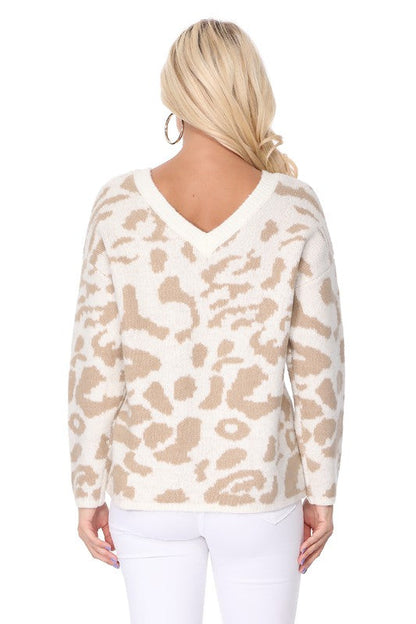 Leopard Pattern Jacquard Sweater Pull Over Top Shop Style & More | Fresh Looks, Everyday Deals & Free Shipping