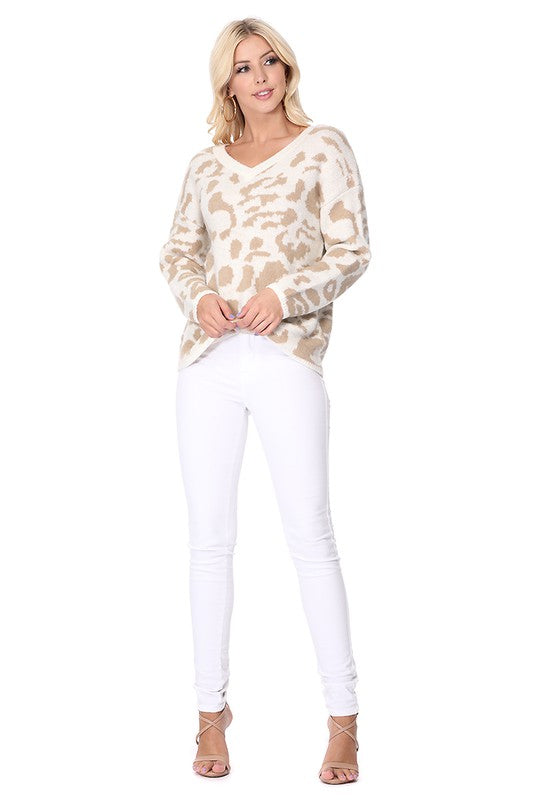 Leopard Pattern Jacquard Sweater Pull Over Top Shop Style & More | Fresh Looks, Everyday Deals & Free Shipping