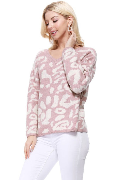 Leopard Pattern Jacquard Sweater Pull Over Top Shop Style & More | Fresh Looks, Everyday Deals & Free Shipping