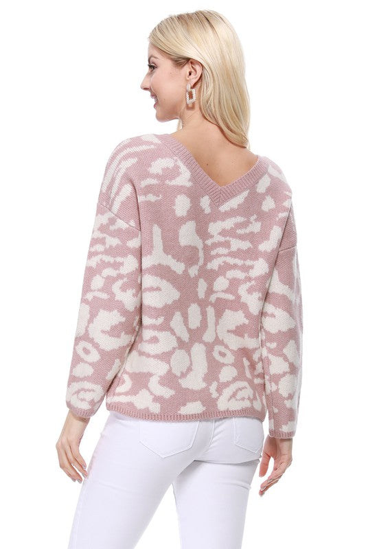 Leopard Pattern Jacquard Sweater Pull Over Top Shop Style & More | Fresh Looks, Everyday Deals & Free Shipping
