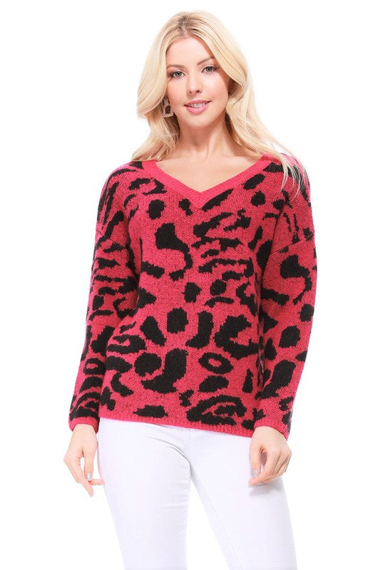 Leopard Pattern Jacquard Sweater Pull Over Top Shop Style & More | Fresh Looks, Everyday Deals & Free Shipping
