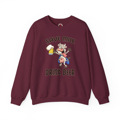 Save Milk Drink Beer Crewneck Sweatshirt The Devil's Pickle