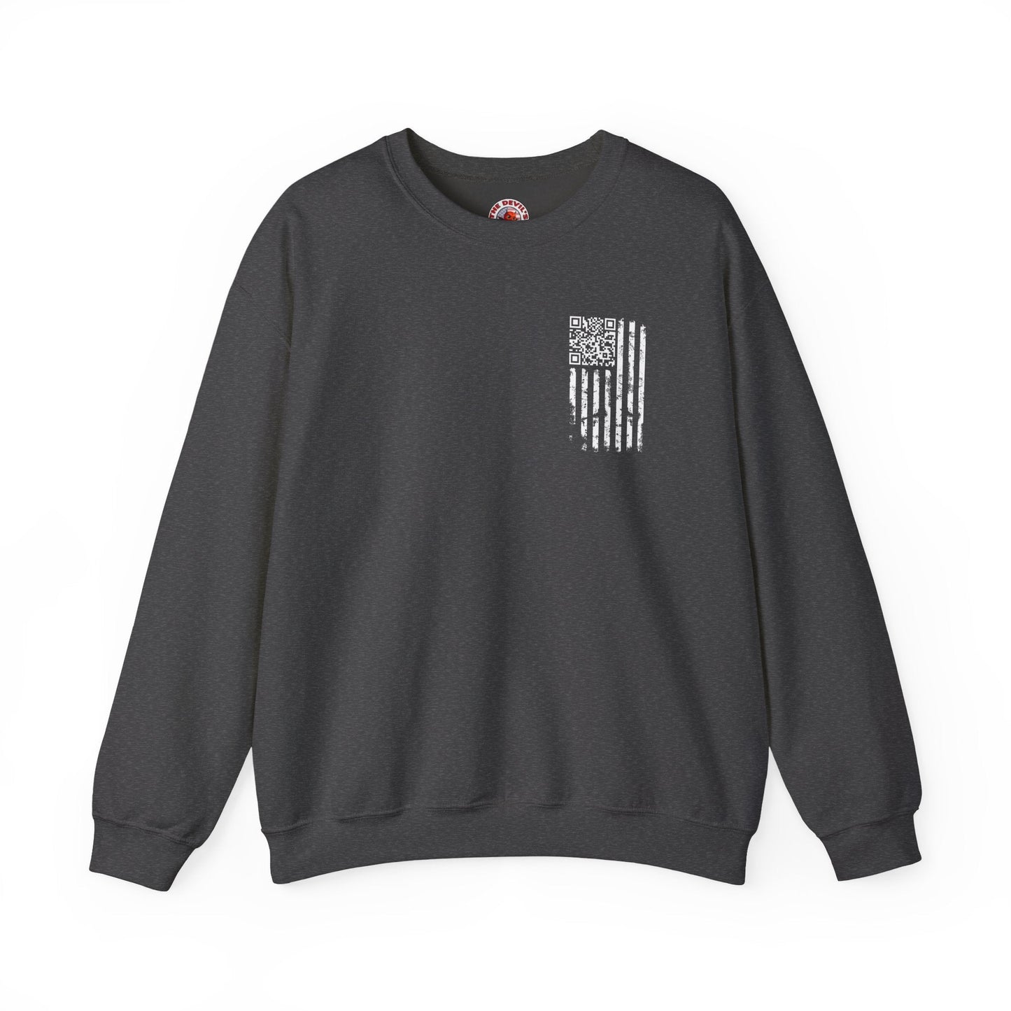 American Flag QR Code Crewneck Sweatshirt The Devil's Pickle