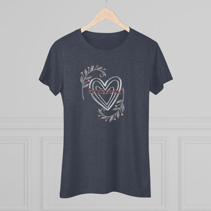 Grayhearted Women's Triblend Tee - Floral Heart Design Grayceful LLC