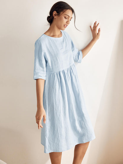100% Linen A-Line Midi Dress VALENCIA LINTICO