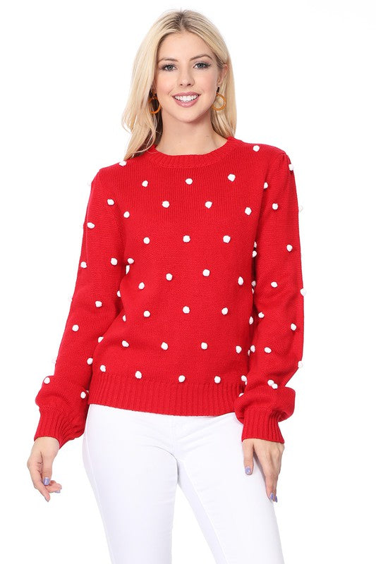 Pom Pom Crochet Polka Dot Round Neck Sweater Top Shop Style & More | Fresh Looks, Everyday Deals & Free Shipping