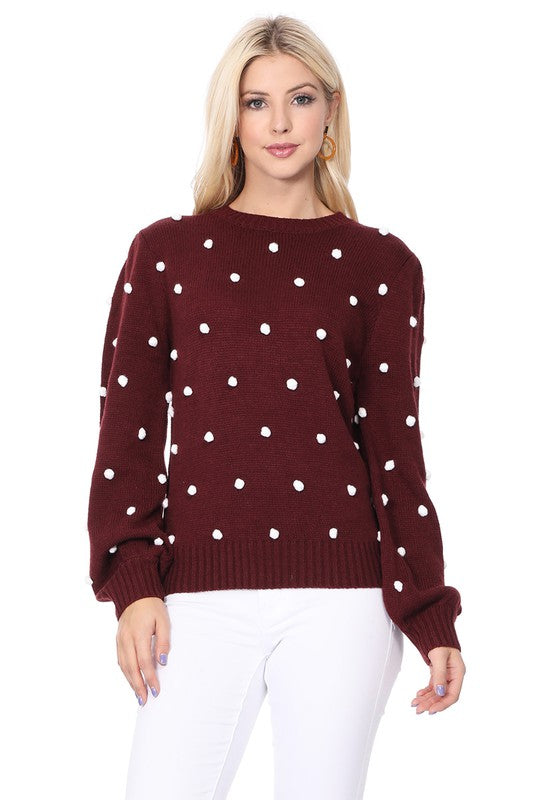 Pom Pom Crochet Polka Dot Round Neck Sweater Top Shop Style & More | Fresh Looks, Everyday Deals & Free Shipping
