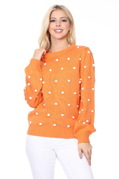 Pom Pom Crochet Polka Dot Round Neck Sweater Top Shop Style & More | Fresh Looks, Everyday Deals & Free Shipping