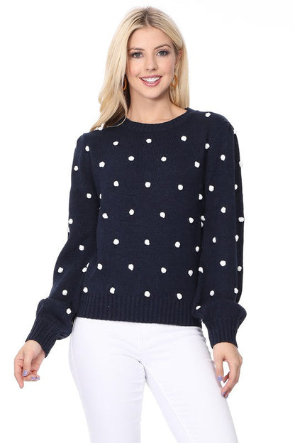 Pom Pom Crochet Polka Dot Round Neck Sweater Top Shop Style & More | Fresh Looks, Everyday Deals & Free Shipping