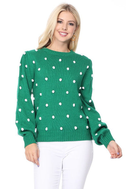 Pom Pom Crochet Polka Dot Round Neck Sweater Top Shop Style & More | Fresh Looks, Everyday Deals & Free Shipping