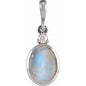 Platinum 8x6 mm Natural Rainbow Moonstone & .03 CT Natural Diamond Pendant Ethereal Legacy Boutiques