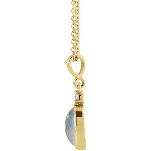14K Yellow 8x6 mm Natural Rainbow Moonstone & .03 CT Natural Diamond 16-18" Necklace Ethereal Legacy Boutiques
