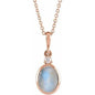 14K Rose 5x3 mm Natural Rainbow Moonstone & .03 CT Natural Diamond 16-18" Necklace Ethereal Legacy Boutiques