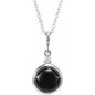14K White 6 mm Natural Black Onyx & .03 CT Natural Diamond Cabochon 16-18" Necklace Ethereal Legacy Boutiques