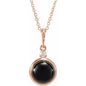 14K Rose 8 mm Natural Black Onyx & .03 CT Natural Diamond Cabochon 16-18" Necklace Ethereal Legacy Boutiques