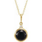 14K Yellow 6 mm Natural Black Onyx & .03 CT Natural Diamond Cabochon 16-18" Necklace Ethereal Legacy Boutiques