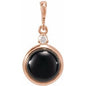 14K Rose 6 mm Natural Black Onyx & .03 CT Natural Diamond Cabochon Pendant Ethereal Legacy Boutiques