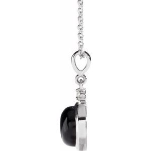 Platinum 8 mm Natural Black Onyx & .03 CT Natural Diamond Cabochon 16-18" Necklace Ethereal Legacy Boutiques