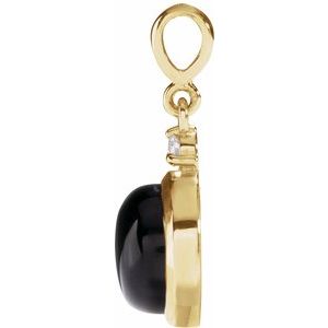 14K Yellow 6 mm Natural Black Onyx & .03 CT Natural Diamond Cabochon Pendant Ethereal Legacy Boutiques