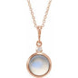 14K Rose 6 mm Natural Rainbow Moonstone & .03 CT Natural Diamond Cabochon 16-18" Necklace Ethereal Legacy Boutiques