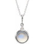 14K White 8 mm Natural Rainbow Moonstone & .03 CT Natural Diamond Cabochon 16-18" Necklace Ethereal Legacy Boutiques