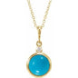 14K Yellow 6 mm Natural Turquoise & .03 CT Natural Diamond Cabochon 16-18" Necklace Ethereal Legacy Boutiques